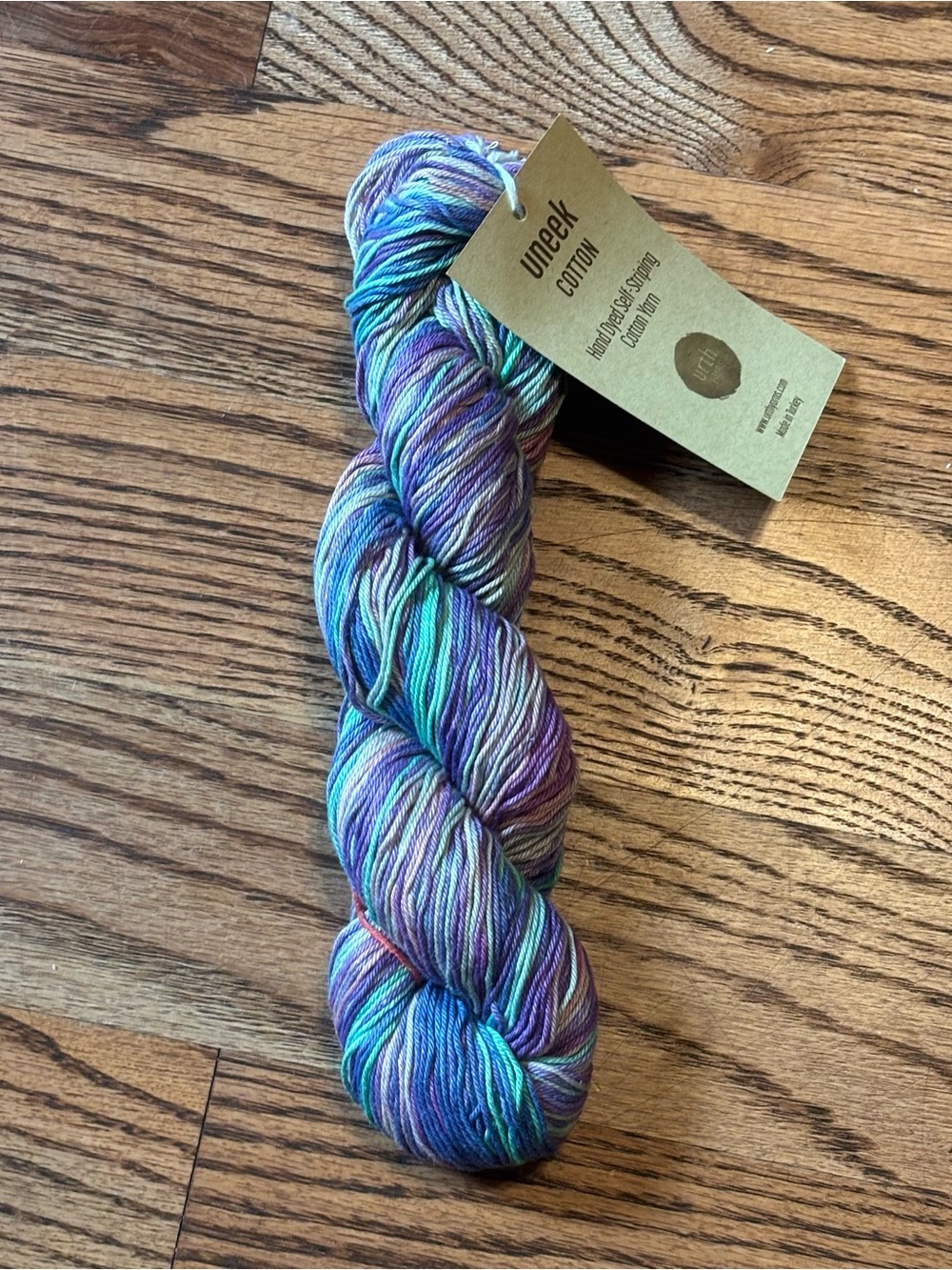 Urth Yarns Uneek Cotton DK Weight 1091 Multicolor Blue Hank Knit Crochet Purple